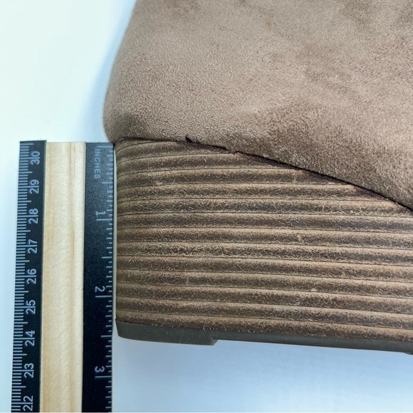 Dr Scholls Womens Size 10 Brown Microsuede Tasseled Wedge Ankle Boots Booties - Picture 13 of 15